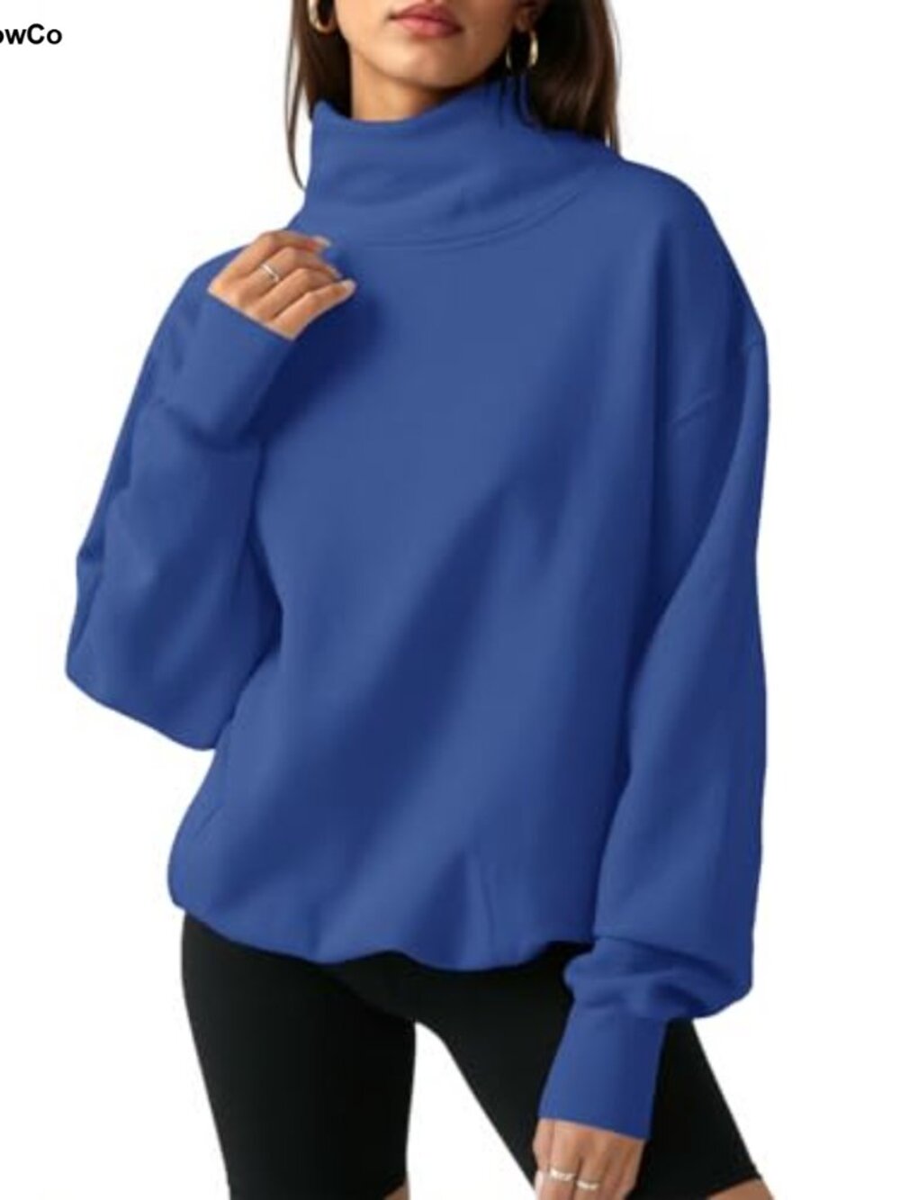 Oversized Turtleneck Sweatshirt Cotton Spandex Pullover Long Sleeve